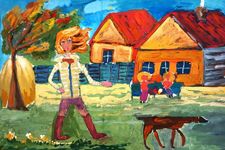 Уткина Диана, 11 лет, На прогулке, б., гуашь, ДХШ, г. Волгодонск, преп. Морозкова В.А.