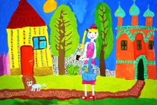 Харламова Софья, 8 лет, По дороге из храма, б., гуашь, ВОДХГ, г. Волгоград, преп. Самарина Л.Ю.
