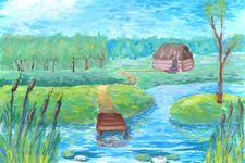Цветнова Татьяна, 12 лет, Милый сердцу уголок, б., гуашь, ДШИ, ст. Кумылга, преп. Косова Н.Н.