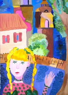 Шишлянникова Анастасия, 9 лет, Прогулка по городу, б., гуашь, ВОДХГ, г. Волгоград, преп. Ковешникова Т.В.
