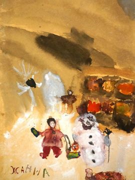 Бреннер Жанна, 6 лет, Зимние забавы, б., акварель, студия  ВОДХГ, г. Волгоград
