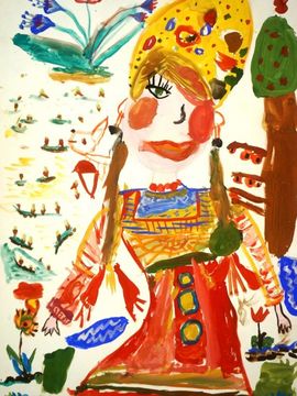 Запарина Кристина, 5 лет, Василиса - ненаглядная, б., гуашь, г. Волгоград, Красноармейский р-н, Изостудия ГДЮЦ творчества