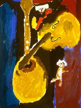 Зацеляпина Екатерина, 6 лет, Куклы и скрипки, б., гуашь, студия ВОДХГ, г. Волгоград