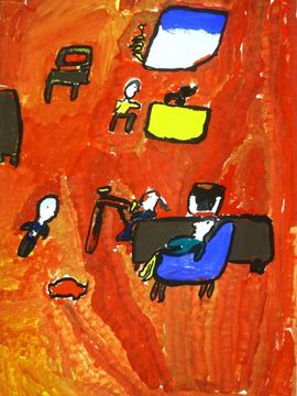 Минжинер Михаил, 6 лет, В красной комнате, б., гуашь, студия ВОДХГ, г. Волгоград