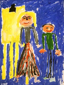 Рябков Юрий, 6 лет, Я и Ольга Викторовна в студии, б., гуашь
