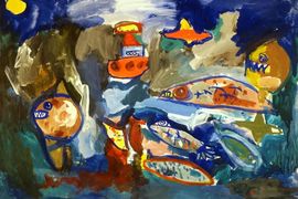 Сазуранов Роман, 5 лет, В море, б., гуашь, г. Волгоград, ВОДХГ, преп. Самойленко О. В.