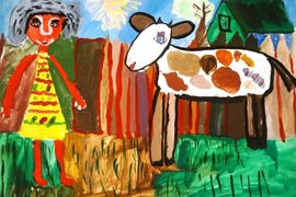 Самарина Анна, 6 лет, Я в деревне, б., смеш. тех., г. Волгоград, ВОДХГ, г. Волгоград
