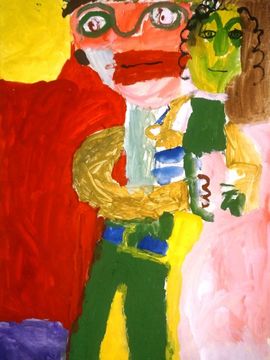 Схиртладзе Тимофей, 5 лет, Папа и сын, б., гуашь, студия ВОДХГ, г. Волгоград