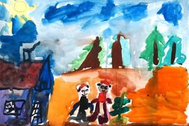Тимонин Владимир, 5 лет, Позвал дед бабку... , б., акварель 