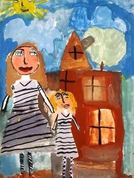 Ширина Дарья, 6 лет, На прогулке, б., гуашь, преп. Ерофеева Т. В.