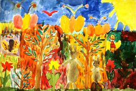 Юдина Оксана, 6 лет, Весна, б., акварель, студия ВОДХГ, г. Волгоград