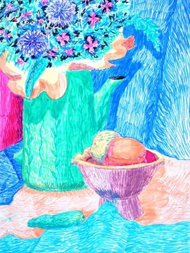 Блинова Лилия, 12 лет, Натюрморт, б., фломастеры