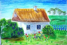 Алпатова Мария, 12 лет, Домик с сиренью, б., пастель, г. Котельниково, МБОУ ДОД ДШИ, препод. Шутова Н.А.