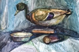 Никифорова Мария, 15 лет, Этюд утки, б., акварель, МБУ ДО ДШИ, г. Камышин, преп. Котов В. В.