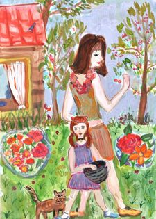 Варавина Анна, 12 лет, На даче с мамой, б., гуашь, ДШИ №5, г. Дзержинск, препод. Белосельский С.Ю.