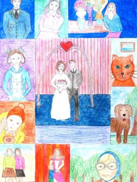 Анохина Татьяна, 13 лет, Моя семья, б., цв. карандаши, ДХШ №2, г.Липецк