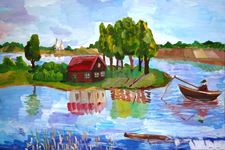 Копылова Виктория, 11 лет, Рыбалка, б., гуашь, МОУ ДОД ДХШ, г. Великий Устюг, преп. Дерябина Н.Н.