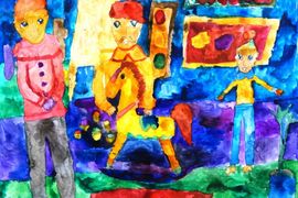 Глухова Дарья, 10 лет, Мне купили коня, б., акварель, ДШИ, с. Лузино, Омская обл.