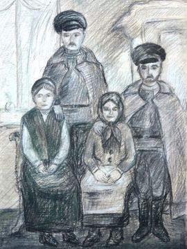 Локтева Алина, 14 лет, Семейная история моих прадедов, б., пастель, ДШИ по ИЗО, г. Исилькуль