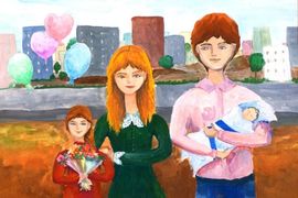 Мельник Юлия, Семья, б., гуашь, ДШИ, п. Береславка, Волгоградская обл.