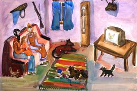 Молдавская Елена, 11 лет, В гостях у бабушки с дедушкой, б., акварель, ДШИ №5, г. Дзержинск, Нижегородская обл.