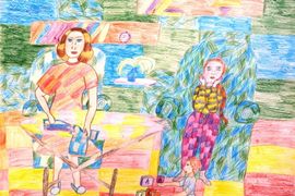 Ожередова Марина, 12 лет, Моя семья, б., цв. карандаши, ДШИ, с. Лузино, Омская обл.