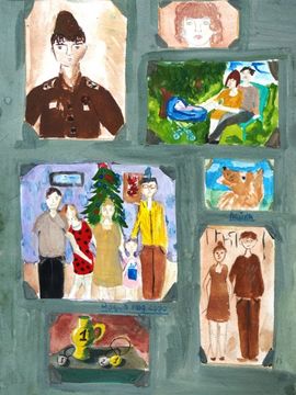 Попова Виктория, 13 лет, Страничка из семейного альбома, б.,гуашь, ДХШ №2, г. Липецк