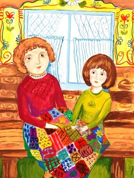 Селиванова Карина, 9 лет, Бабушкино лоскутное одеяло, б., гуашь, ГДШИ, п. Городище, Волгоградская обл.