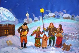 Сердинская Юлия, 15 лет, Рождественские колядки, тон. б., гуашь, ДМШ №10, г. Казань