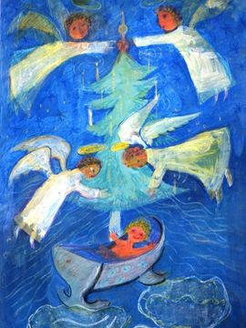 Сидоркина Юлия, 10 лет, Хоровод  ангелов, б., цв. картон, пастель, ДШИ, г. Исилькуль, Омская обл.