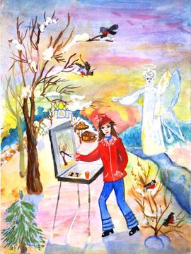 Сидорова Лидия, 11 лет, Вдохновение, б., акварель, ДШИ №7, Дзержинск