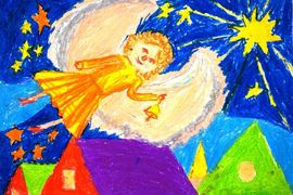 Тасина Даяна, 9 лет, Вестник Рождества, б., пастель,  ДШИ р.п. Нововаршавка, Омская обл.