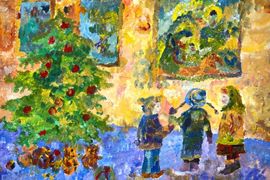 Худова Евгения, 12 лет, На рождественской выставке, б., гуашь, ДХШ №2, г. Липецк