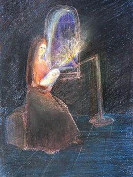 Юткина Анна, 12 лет, Рождество, б., пастель, ДШИ №2, г. Липецк