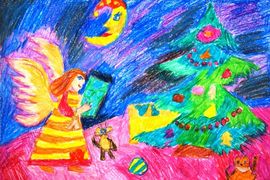 Булгакова Дана, 10 лет, Подарки ангела, б., пастель, ДХШ, р. п. Нововаршавка, Омская обл.