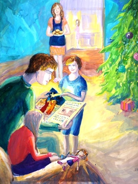 Евсеева Александра, 13 лет, Рождественская сказка. Дух Рождества, б., гуашь, ДМШ №10, г Казань