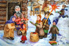 Ичкинина Мария, 12 лет, Рождество, б., гуашь, ДШИ, с. Лузино, Омская обл.