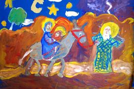 Колягин Александр, 8 лет, Бегствов в Египет, тон. б., гуашь, ДХШ №2, г. Липецк