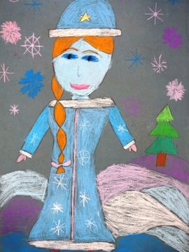 Комаревцева Дарья, 7 лет, Снежная королева, тон. б., пастель, ДШИ, г. Новошахтинск, Ростовская обл.