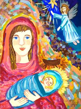 Кулешова Юлия, 12 лет, Рождение Иисуса Христа, б., гуашь, ДШИ, р. п. Таврическое, Омская обл.