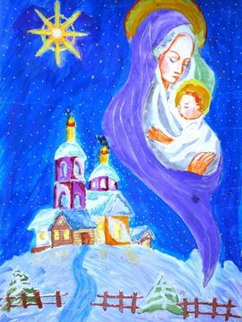 Малиновская Надежда, 15 лет, В ночь на Рождество, б., смеш. тех., ДХШ, р. п. Нововаршавка, Омская обл.