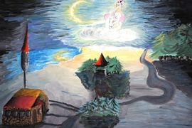 Михайлов Олег, 14 лет, Рождественкая сказка. Дух мороза, б., гуашь, ДШИ №4, г.Дзержинск