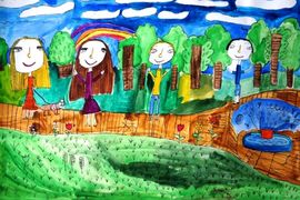 Сидорова Анастасия, 7 лет, Моя семья на прогулке, б. смеш.техн.