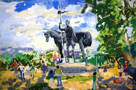 Лукьянец Яна, 13 лет, Памятник Первопоселенцу в городе Пенза, б., гуашь, ДХШ №3, г. Пенза