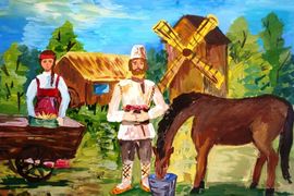 Марутян Влад, 12 лет, Крестьянские будни, б., гуашь, ДХШ, г. Волгодонск, Ростовская обл.