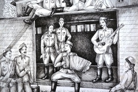 Нацкина Алена, 16 лет, Музыканты победы, б., тушь, перо, ДХШ №2, г. Липецк
