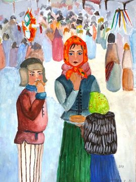 Пилипчук Марина, 13 лет, Масленица, б., гуашь, ДХШ №3, г. Казань