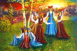 Сухарева Анастасия, 14 лет, Девичий хоровод, б., гуашь, ДШИ, г.Стрежевой