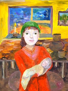 Евстафьева Дарья, 12 лет, Материнство, б., гуашь, лицей №1, г.Волжский