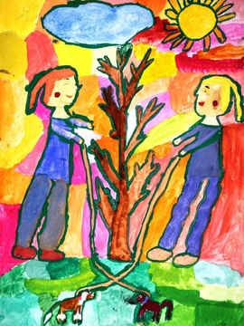 Жданова Вероника, 9 лет, Прогулка, б, гуашь, Называевская ДШИ, Омская обл.